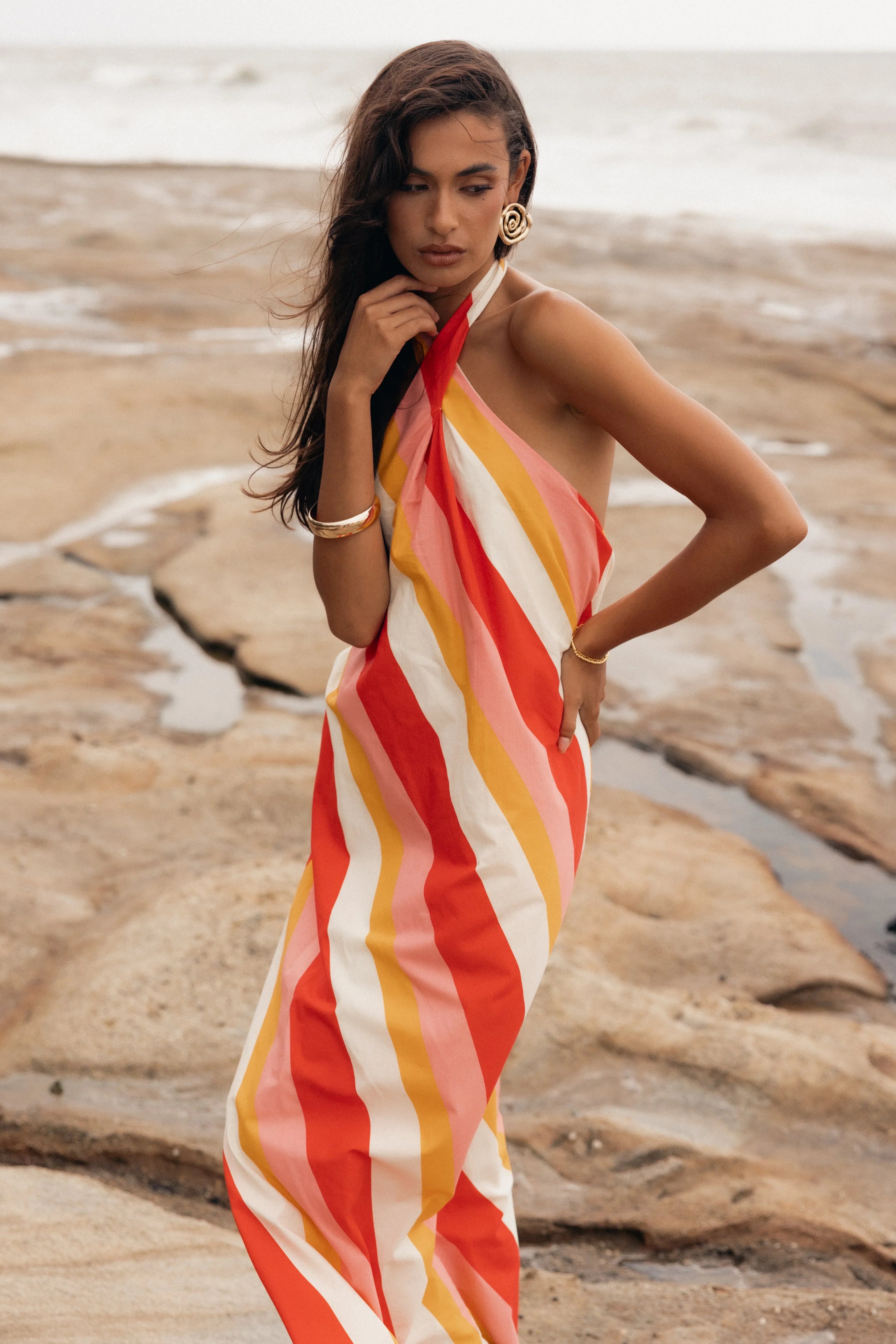 Sabbia Maxi Dress Pink Stripe