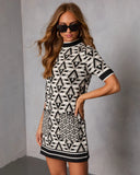 Orosine Abstract Mini Sweater Dress
