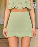 Luminous Meadow Floral Cut Out Mini Skirt