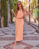 Celyn Smocked Drawstring Waist Maxi Skirt