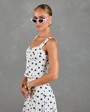Spotted Dream Polka Dot Corset Linen Blend Top