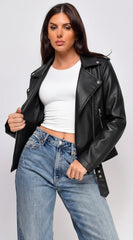 Piper Faux Leather Jacket Black