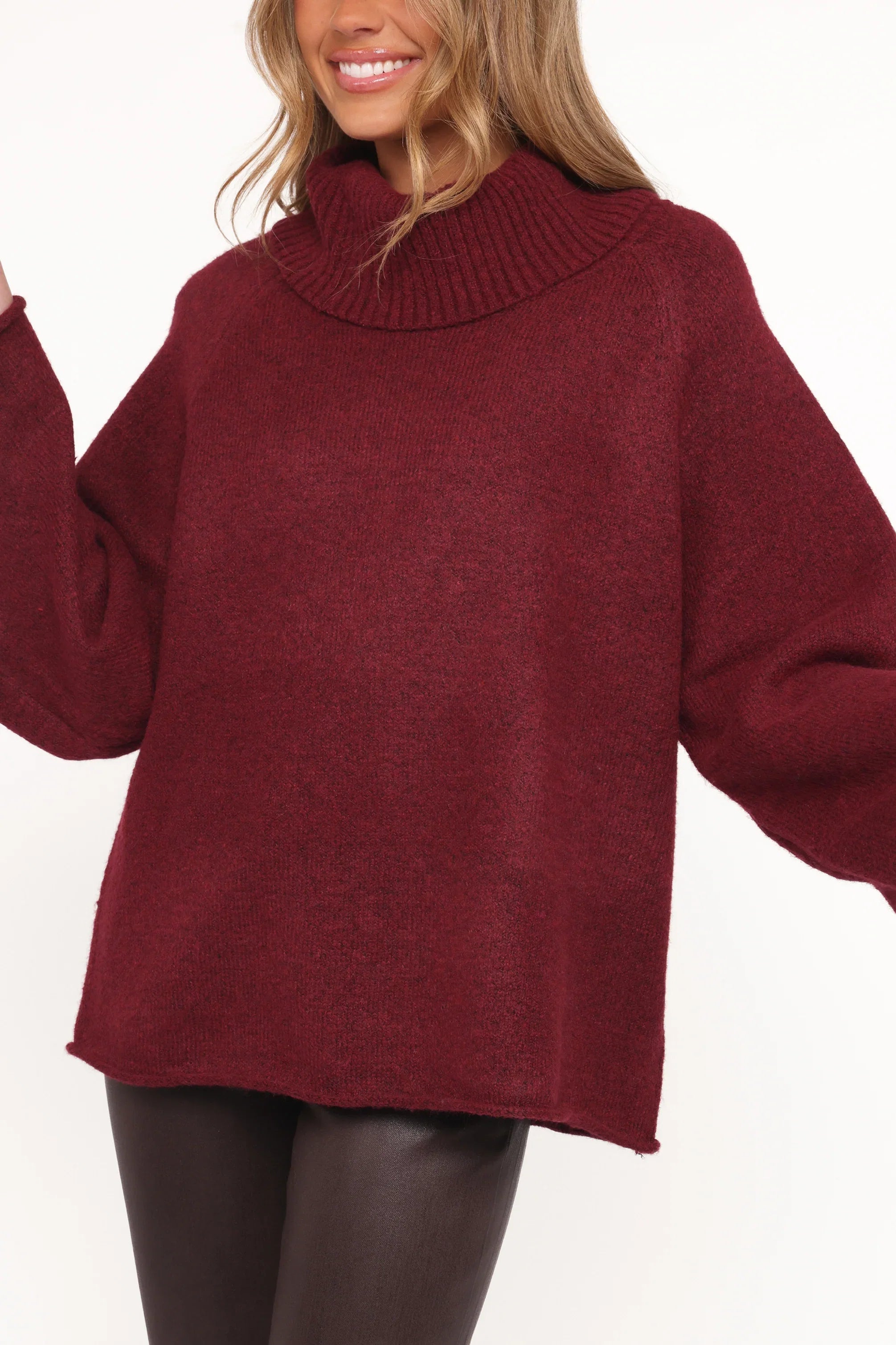 Bindy Cowlneck Knit Sweater Wine
