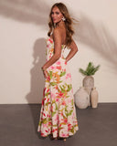 Tropic Mood Strapless Floral Print Maxi Dress