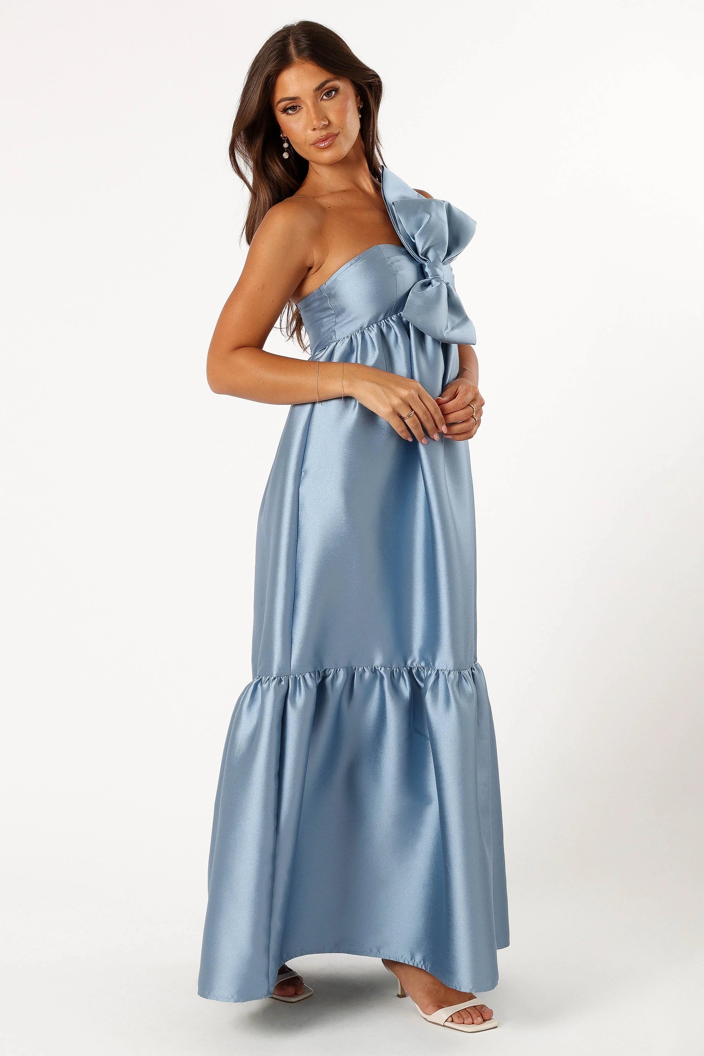 Betina Bow Front Maxi Dress Blue