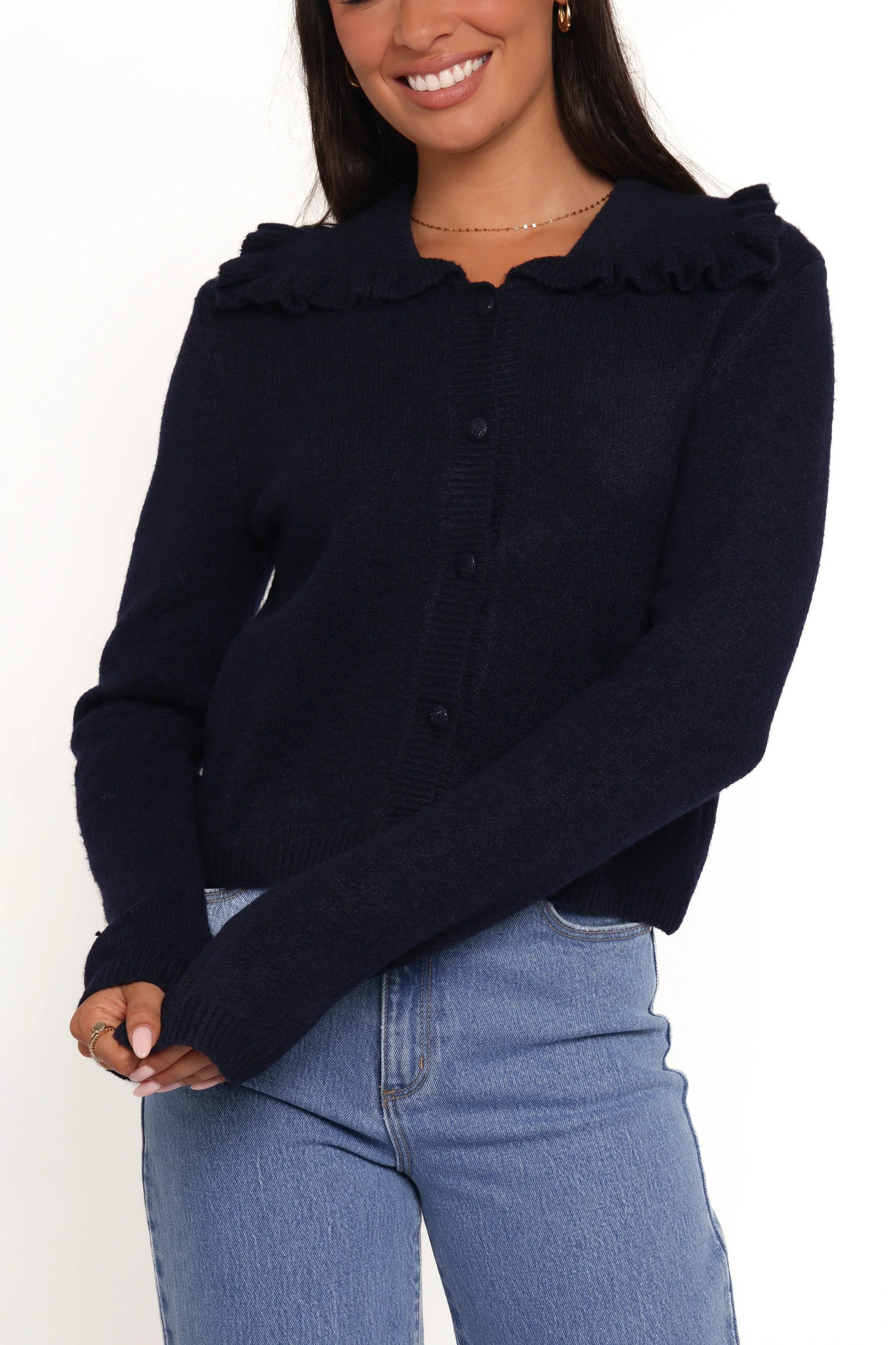 Carmello Frill Collar Cardigan Navy