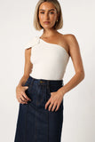 Jordana One Shoulder Bodysuit White