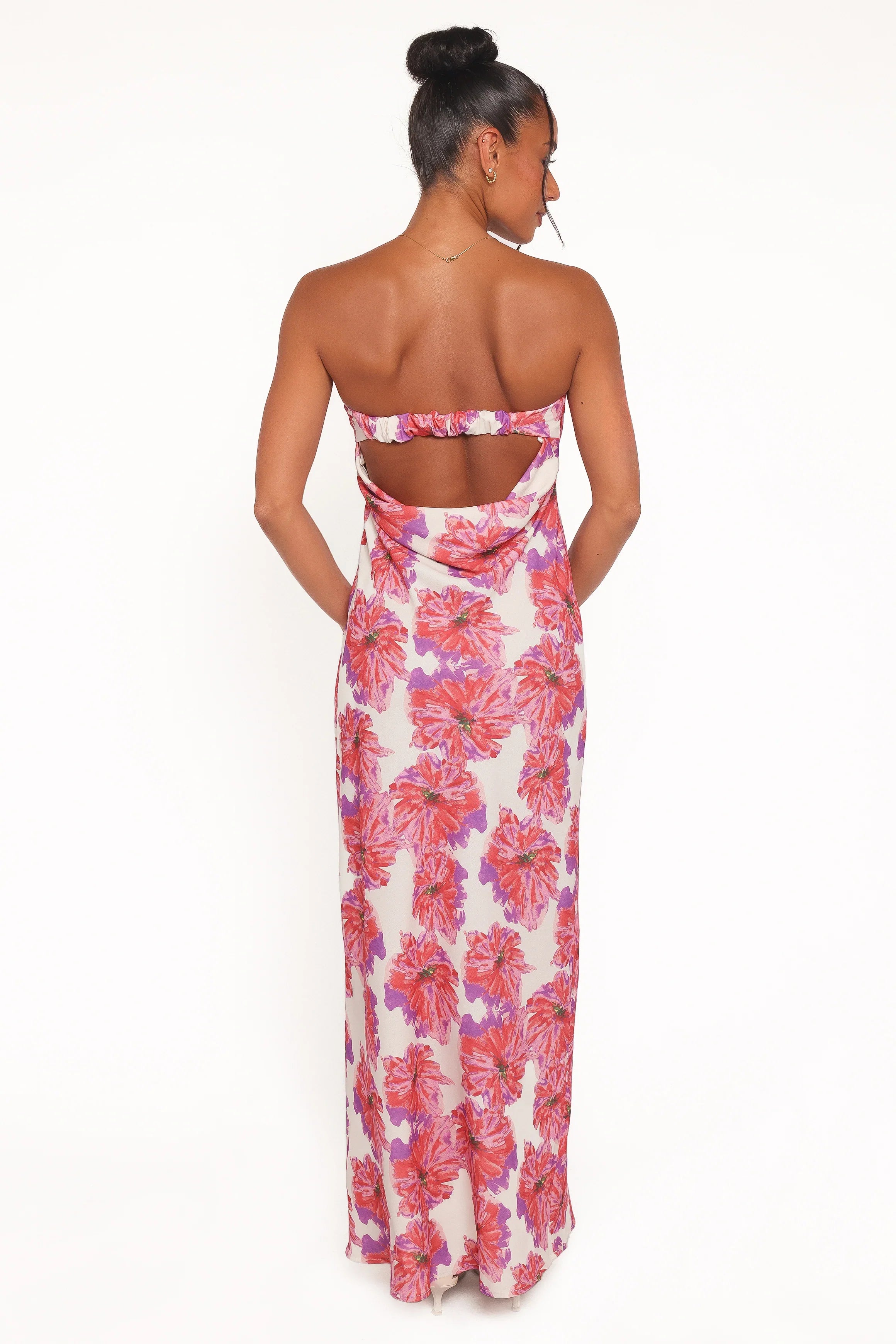Remmie Strapless Maxi Dress Pink Floral