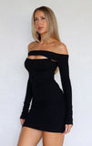 Dont Tempt Me Long Sleeve Mini Dress Black
