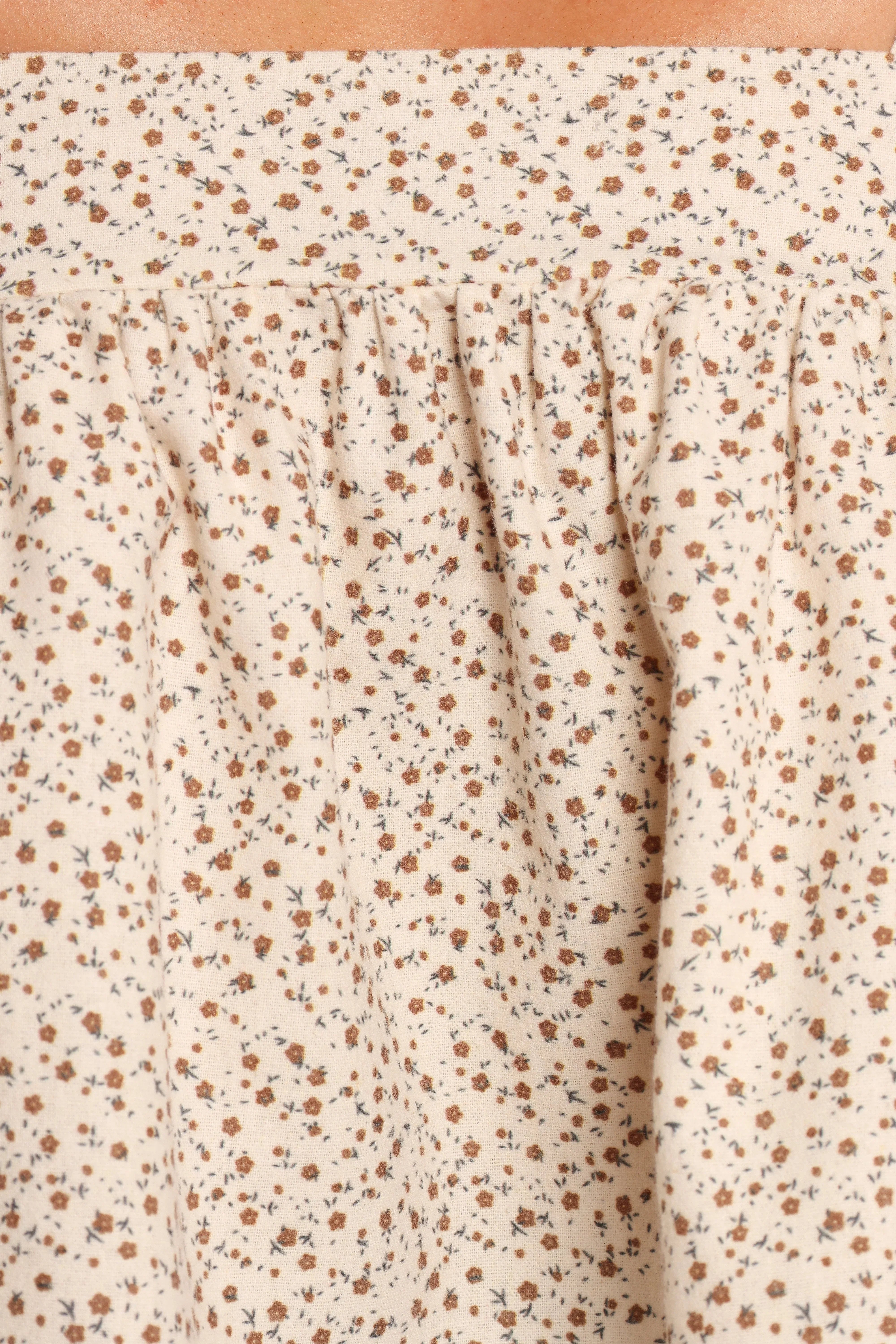 Belakey Top Ivory Brown Floral