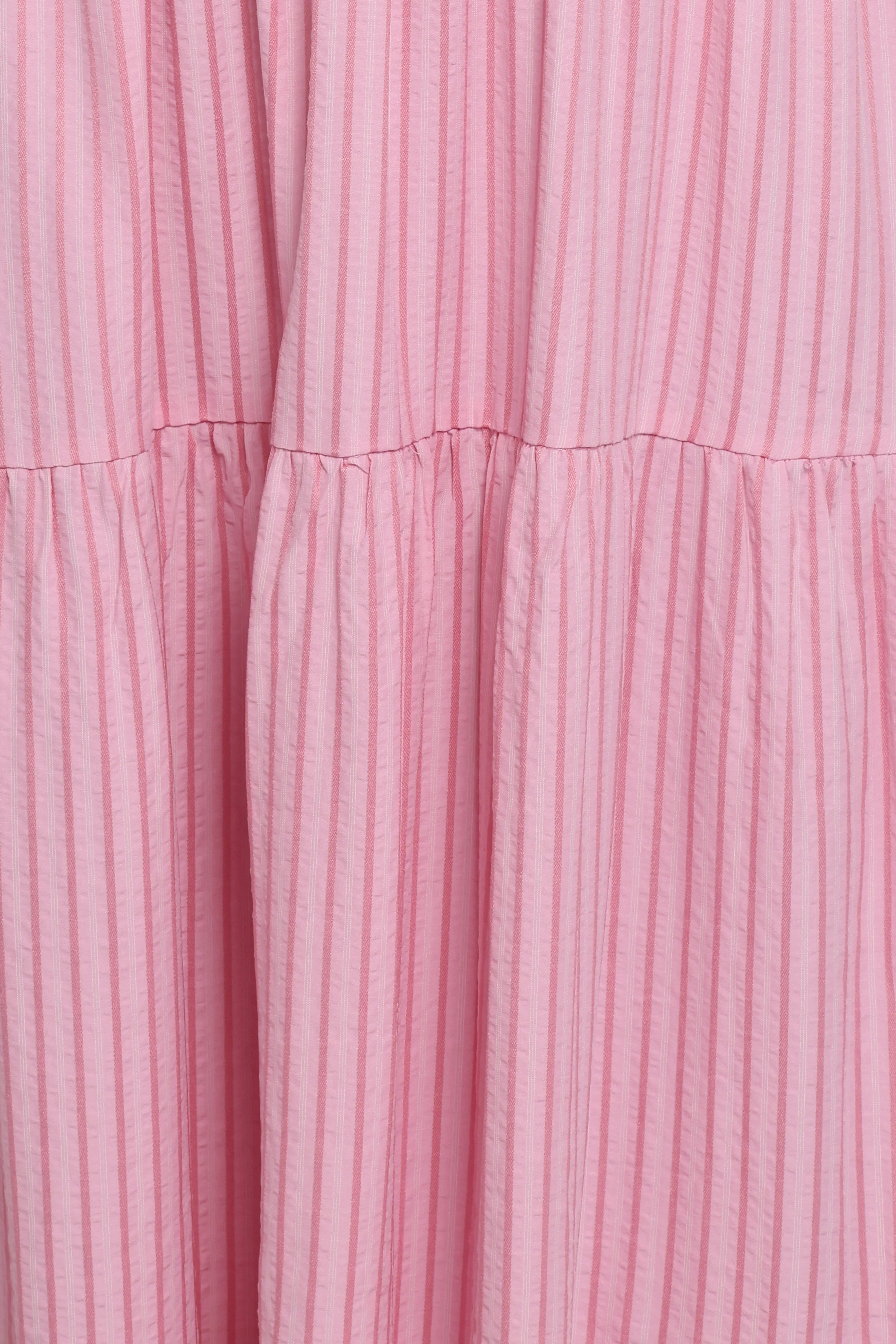Maisie Strapless Midi Dress Pink Stripe