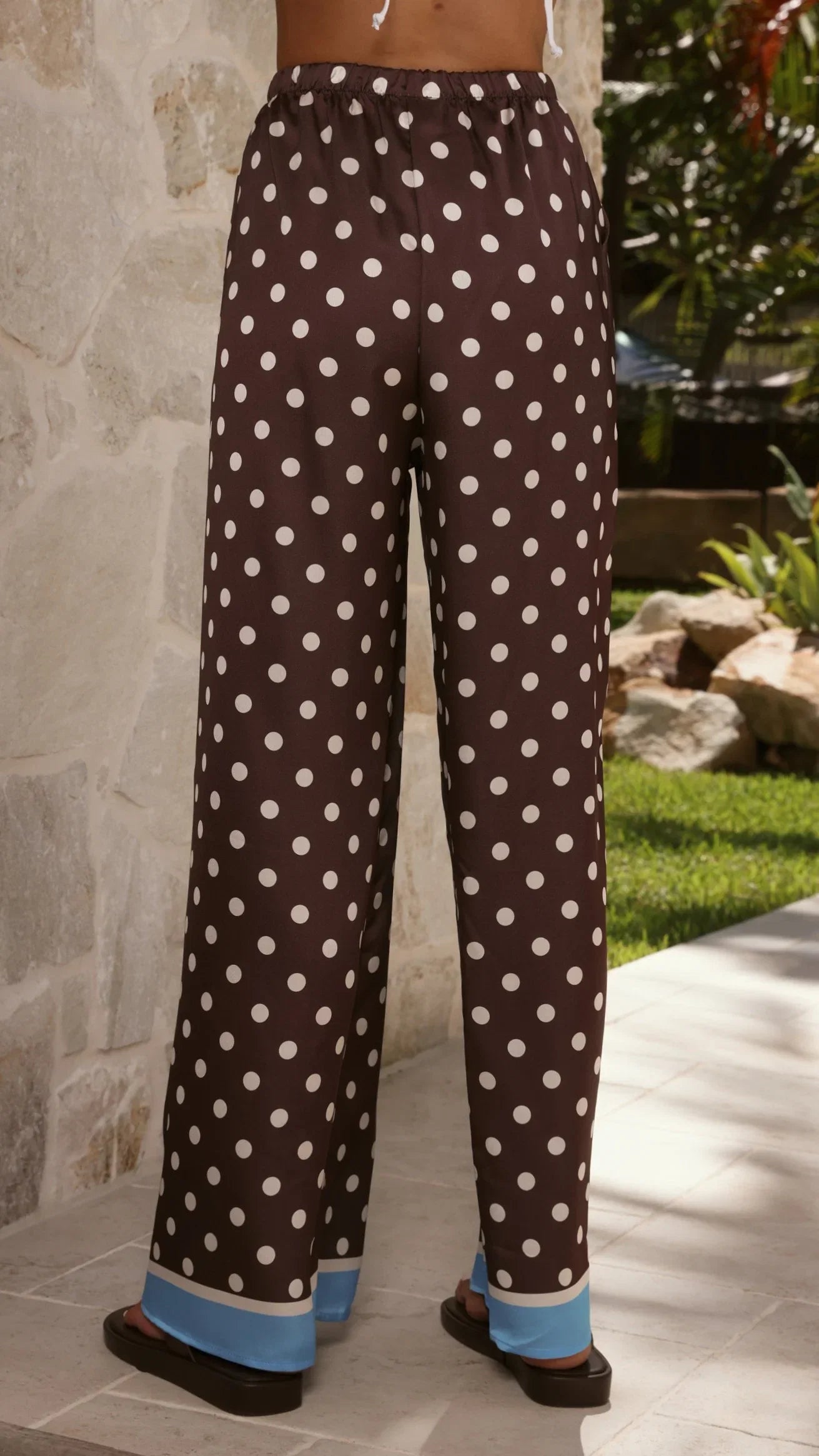 Harley Scarf Top and Pants Set Brown Polka