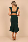 Yvonne Hi Lo Midi Dress Emerald