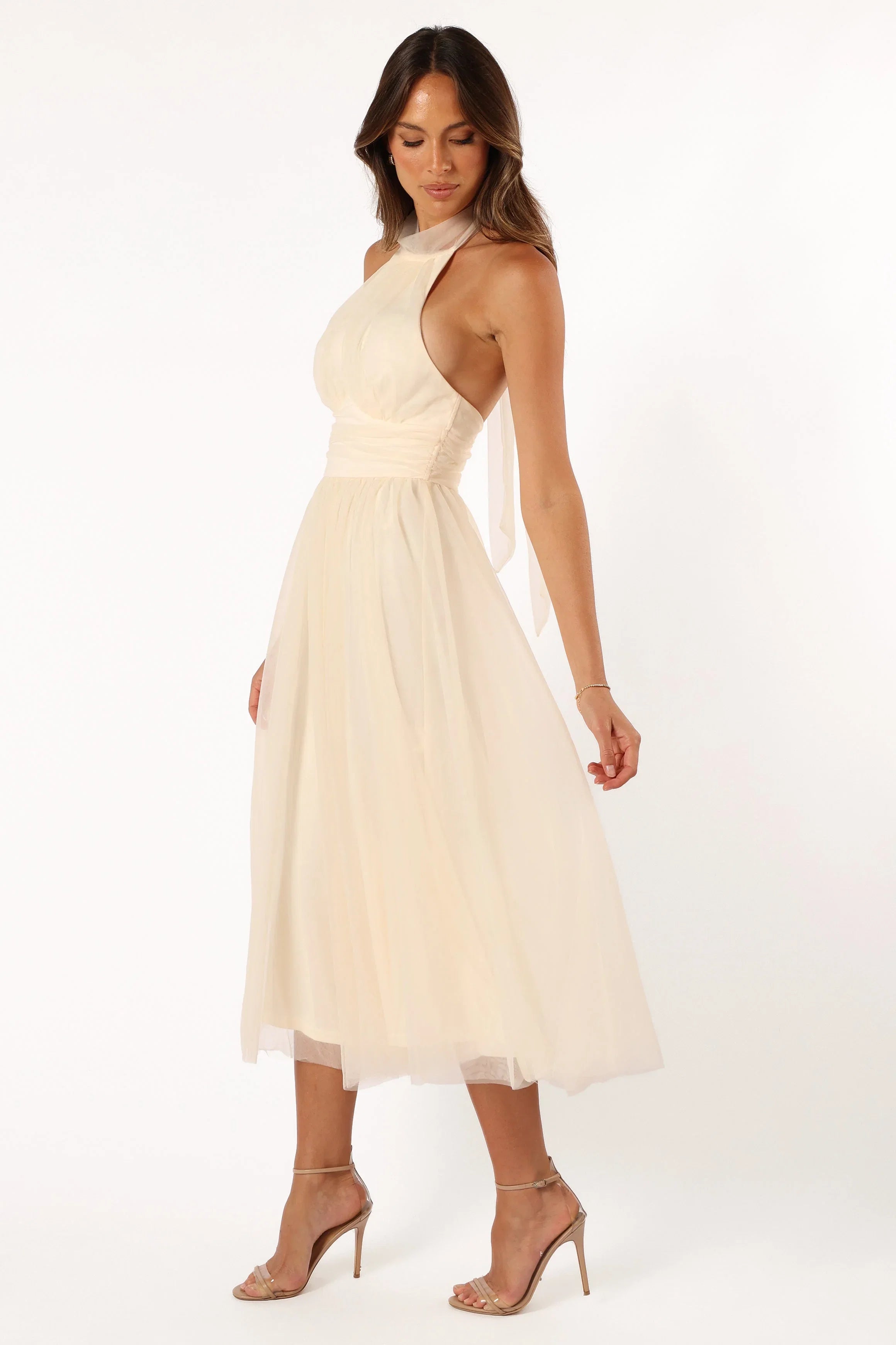 Aletta Halterneck Midi Dress Cream