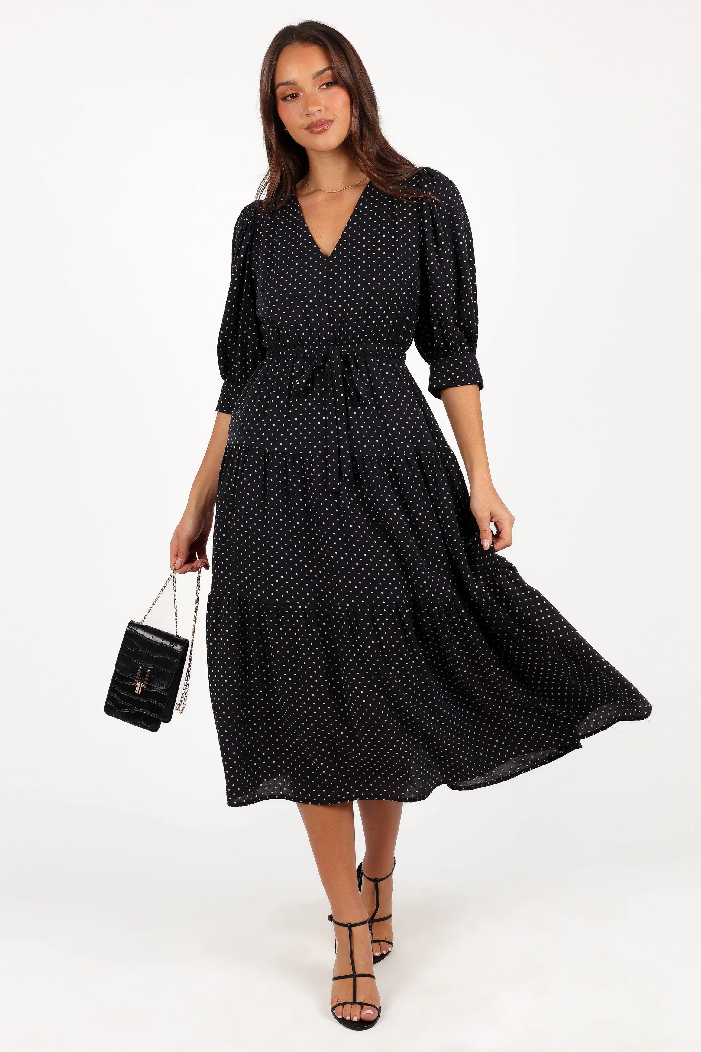 Moscow Midi Dress Black Polka Dot