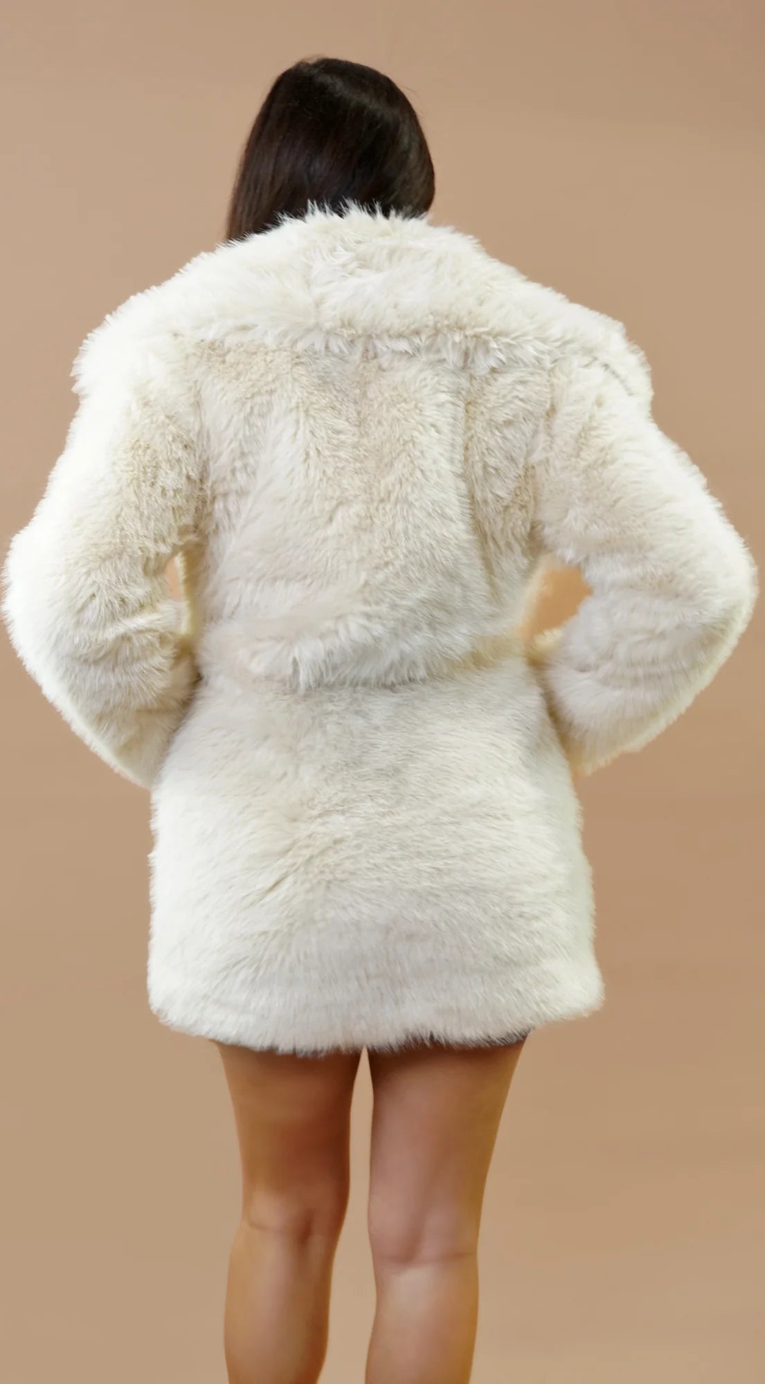 Cascade Faux Fur Coat Ivory