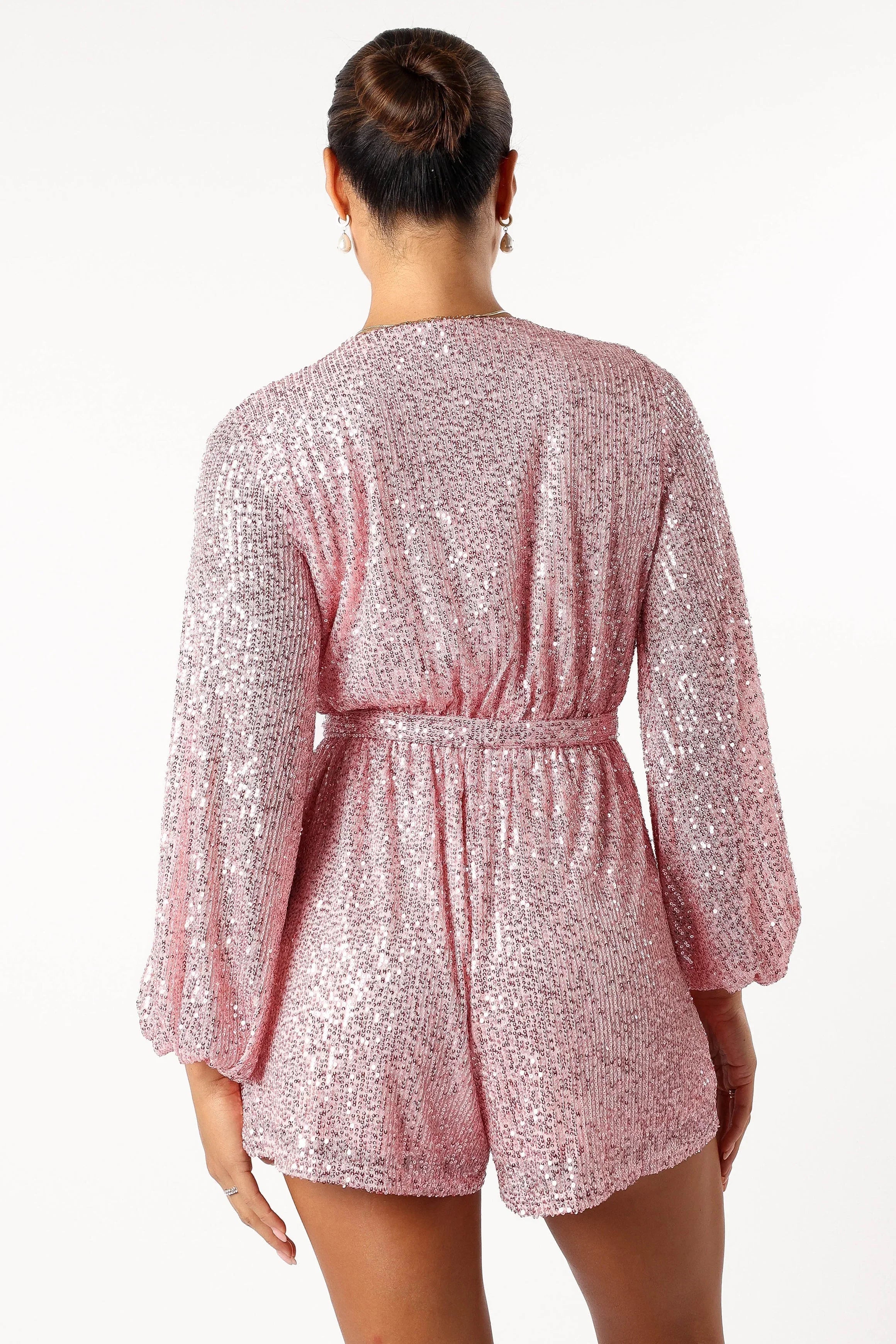 Monica Sequin Romper Pink