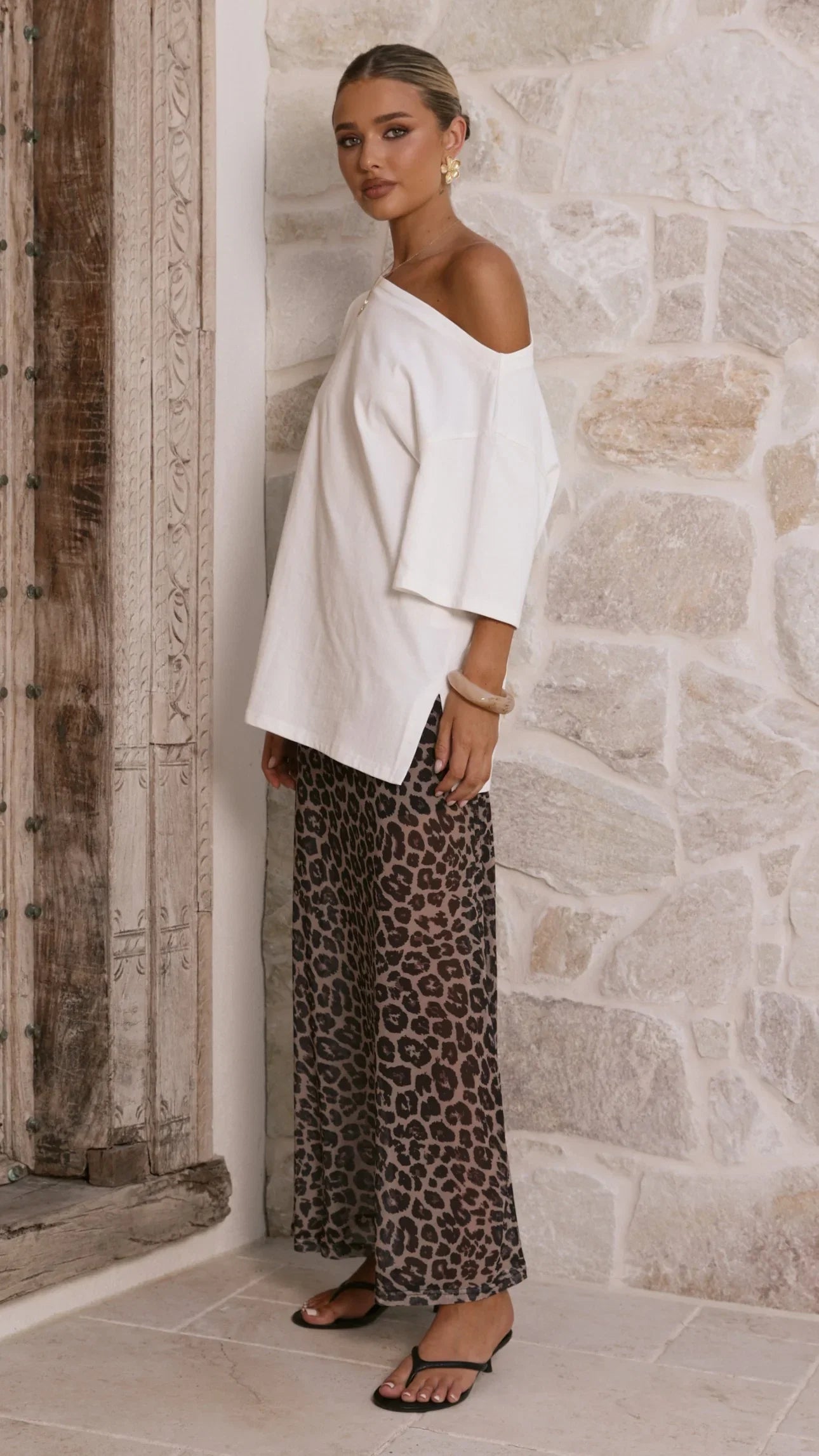 Onella Semi Sheer Maxi Skirt Leopard Print