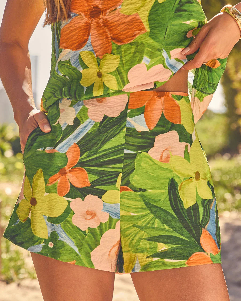 Sunset Orchid Tropical Print Shorts