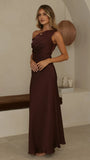 Auria Off Shoulder Maxi Dress Chocolate