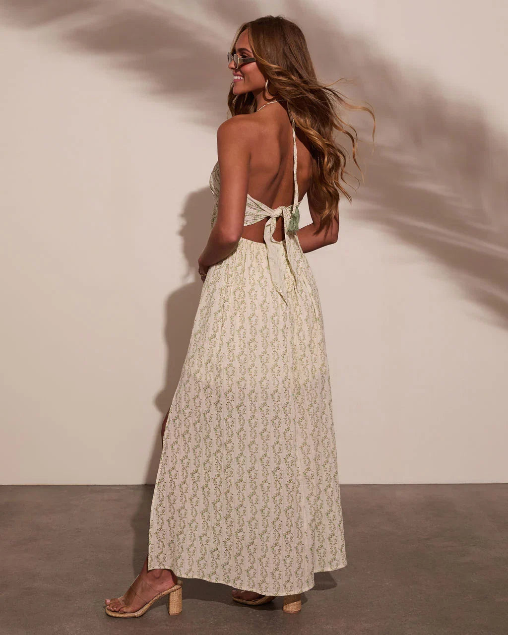 Honolulu Halter Tropical Print Maxi Dress