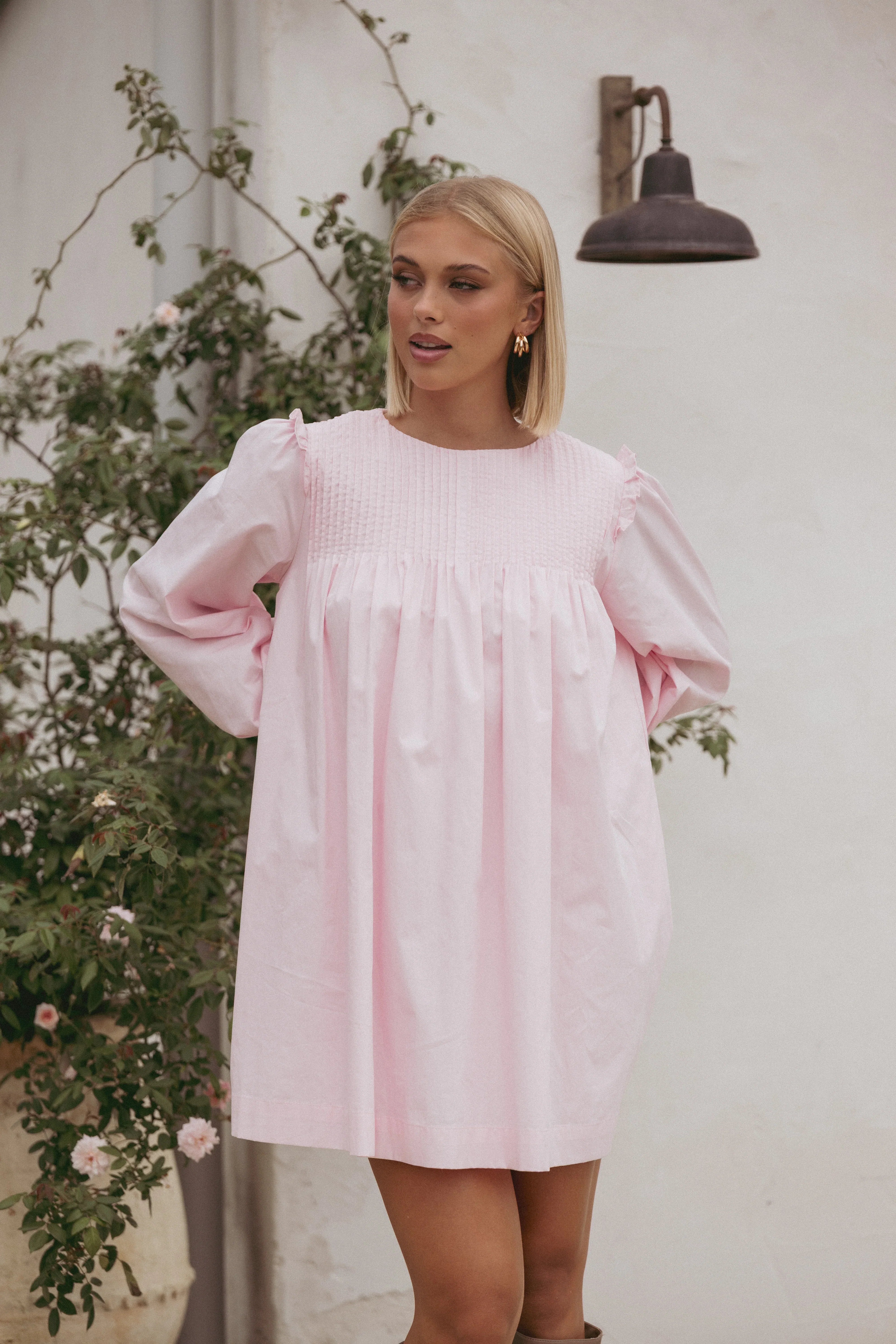 Wyatt Long Sleeve Mini Dress Pink