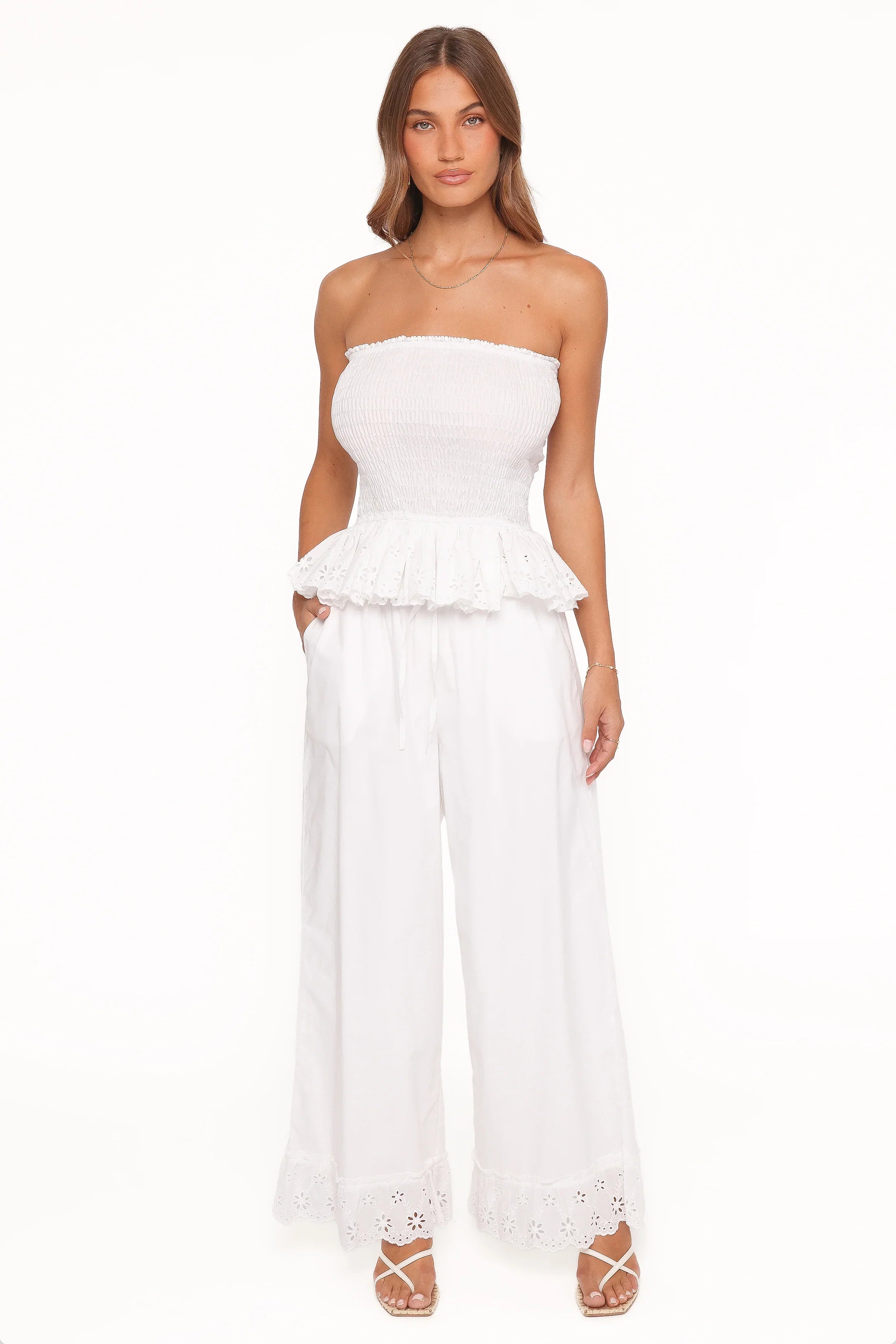Eliska Frill Hem Pant White