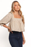 Belakey Top Ivory Brown Floral