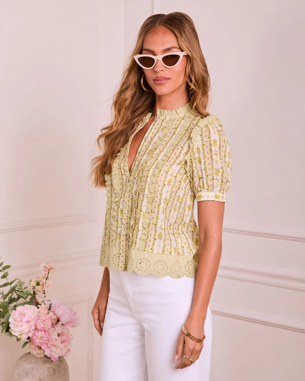 Sweetness Blooms Floral Cotton Eyelet Top