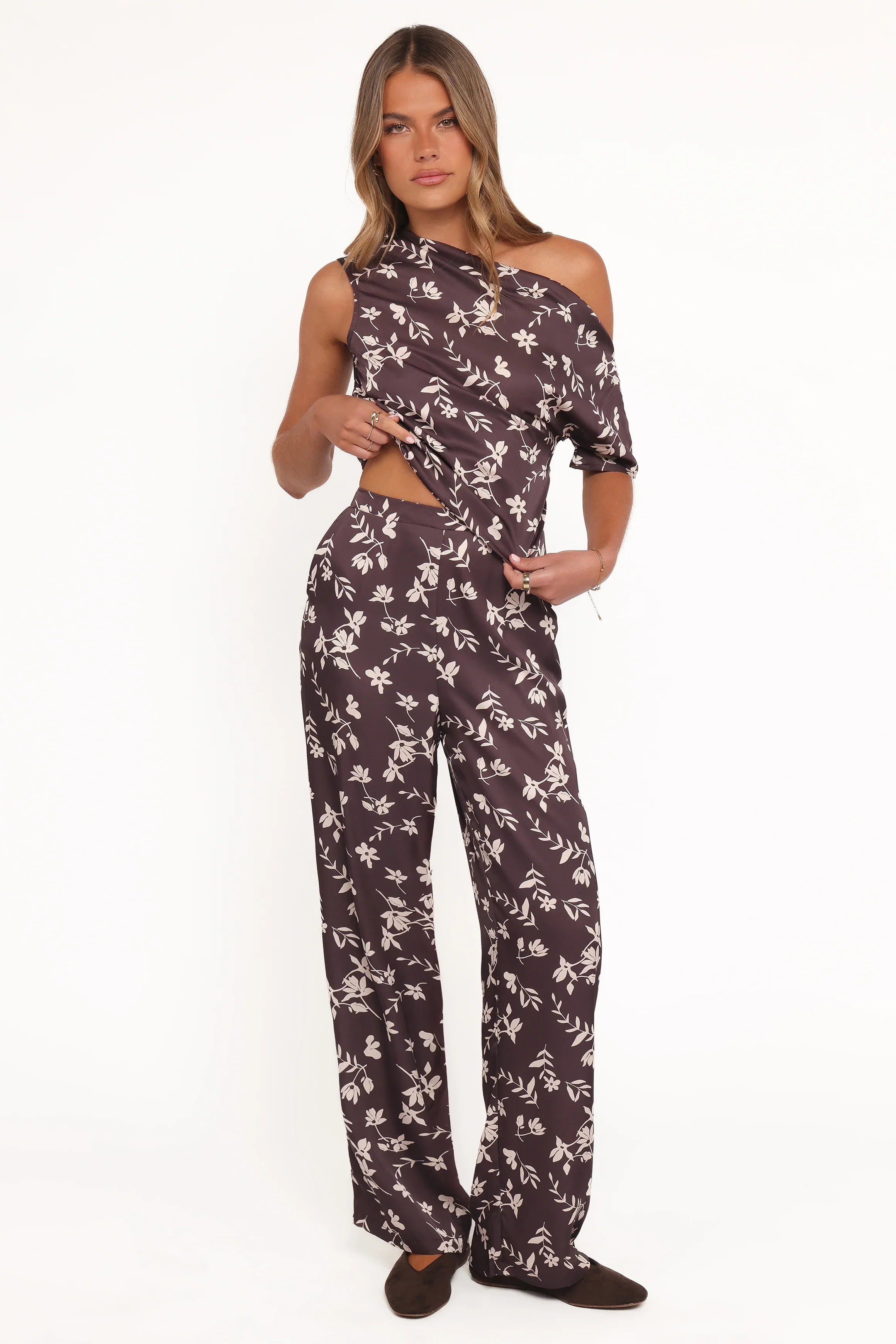 Romola Pant Brown Cream Floral