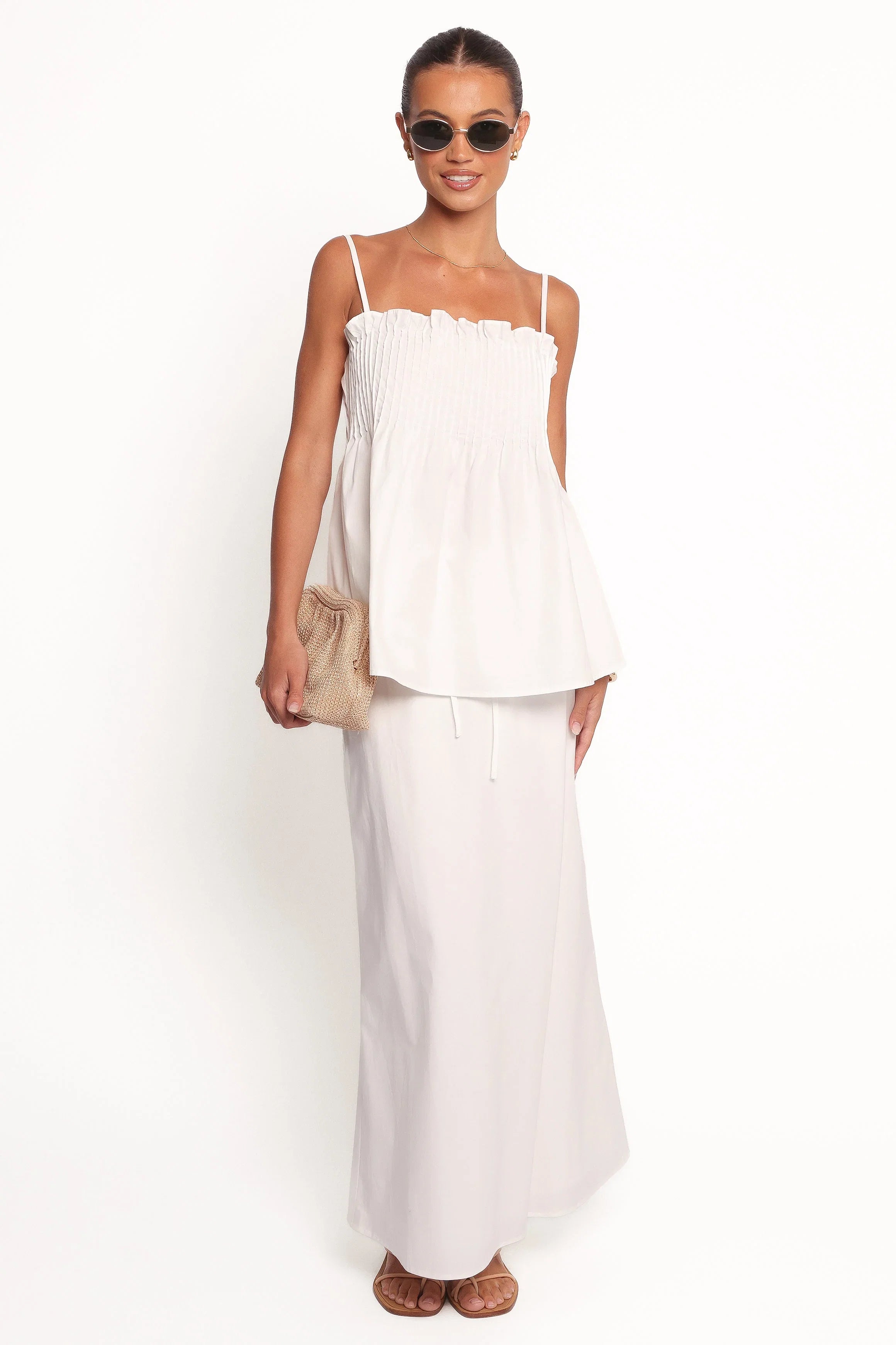 Carson Pleated Top White