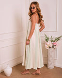 Dewy Meadow Striped Godet Maxi Dress
