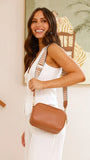 Bella Striped Webbing Camera Bag Tan