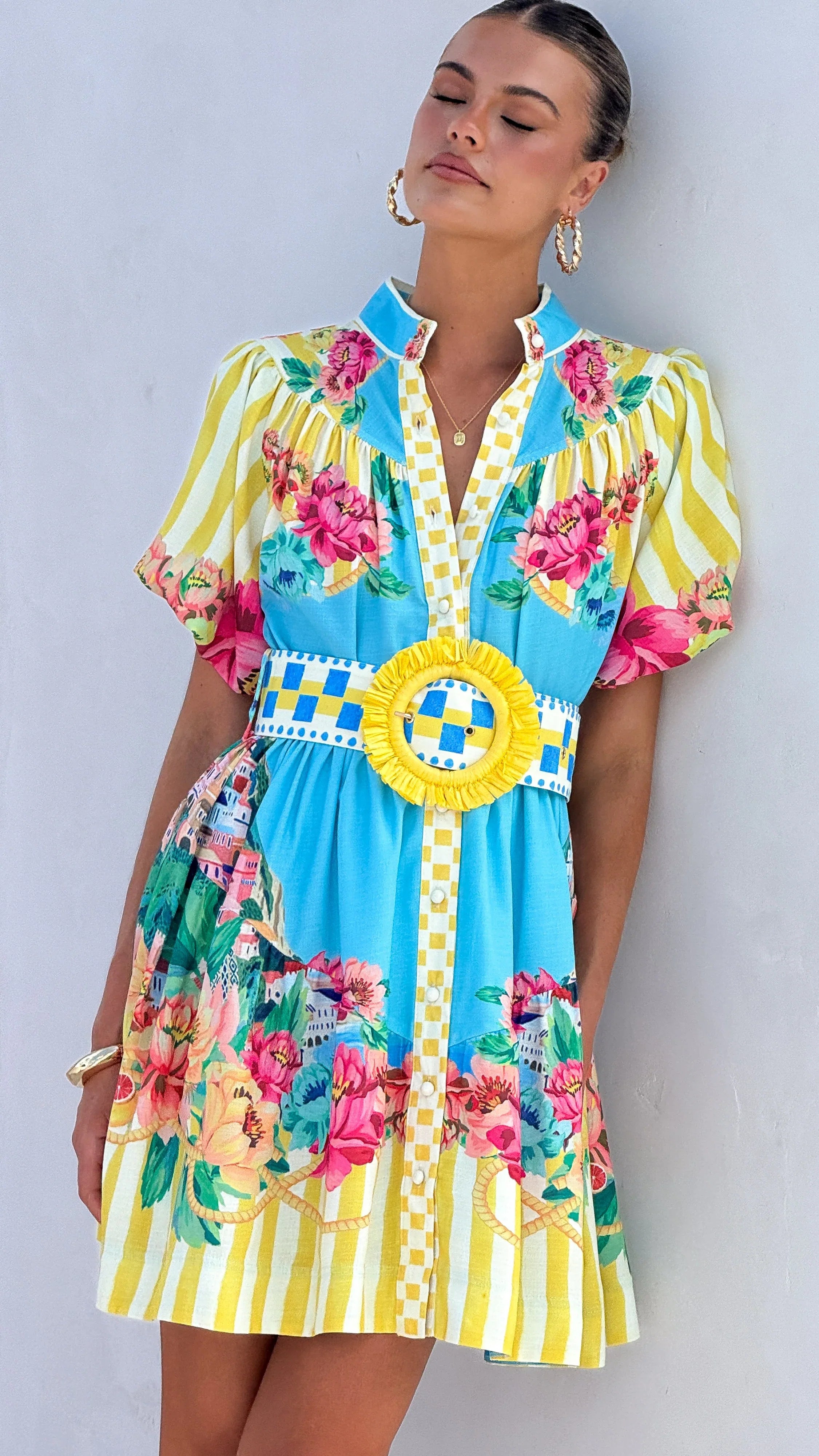 Talisha Mini Dress Positano Blue