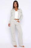 Bring The Style Low Rise Wide Leg Jeans Grey White