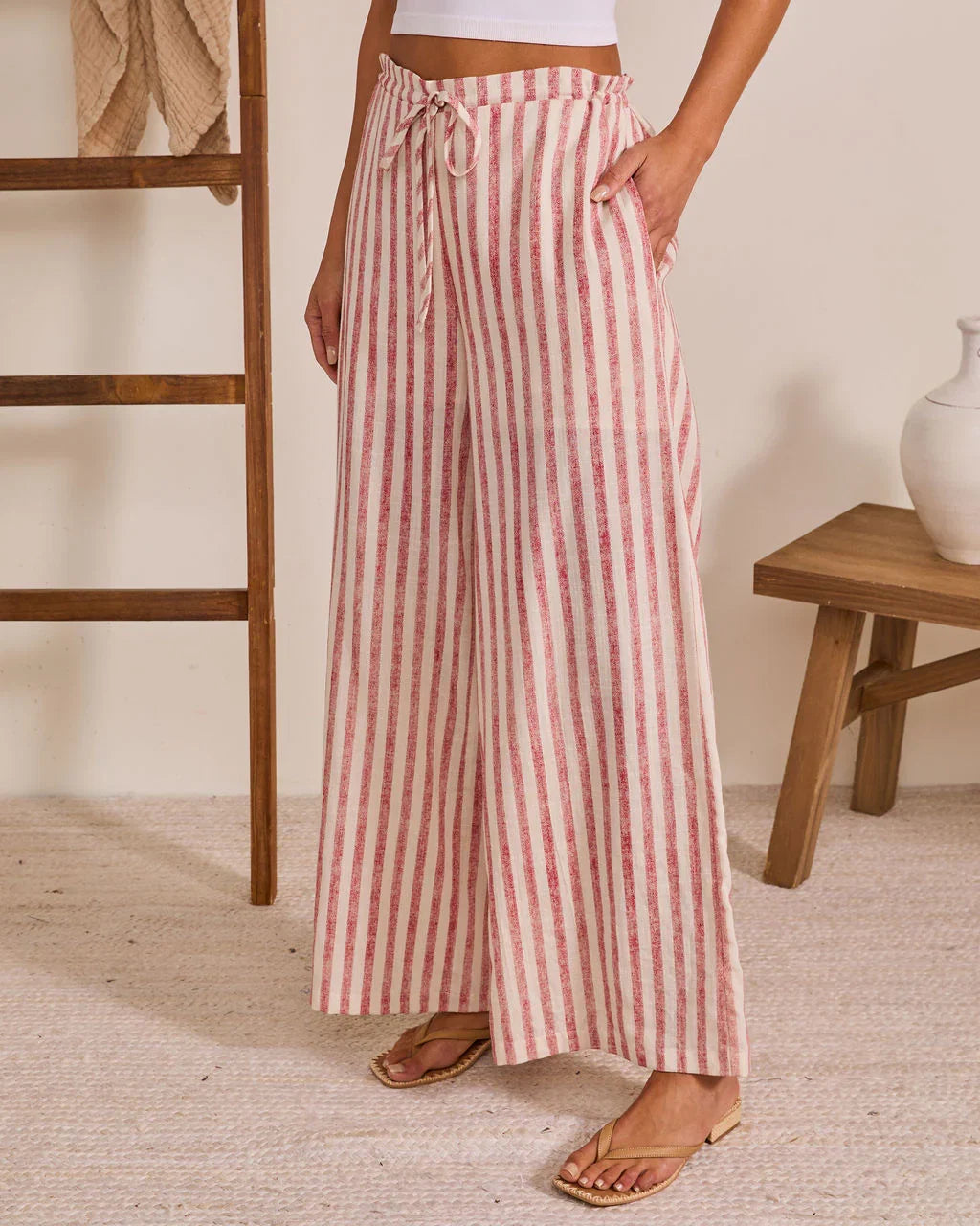 Arinah Striped Wide Leg Drawstring Pant