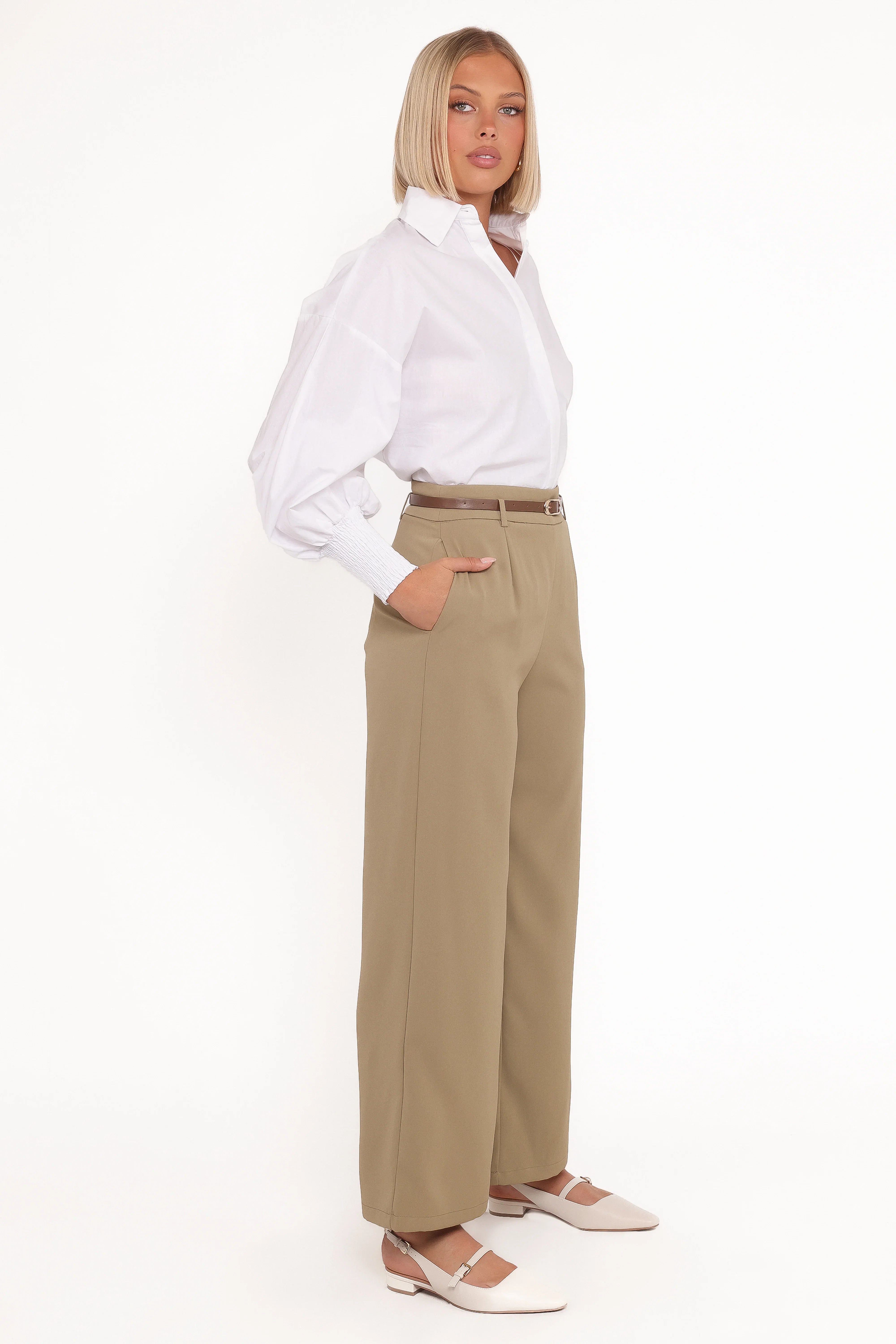 Ceres Belted Wide Leg Pant Olive