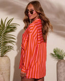 Sun Drunk Contrast Striped Button Down Top
