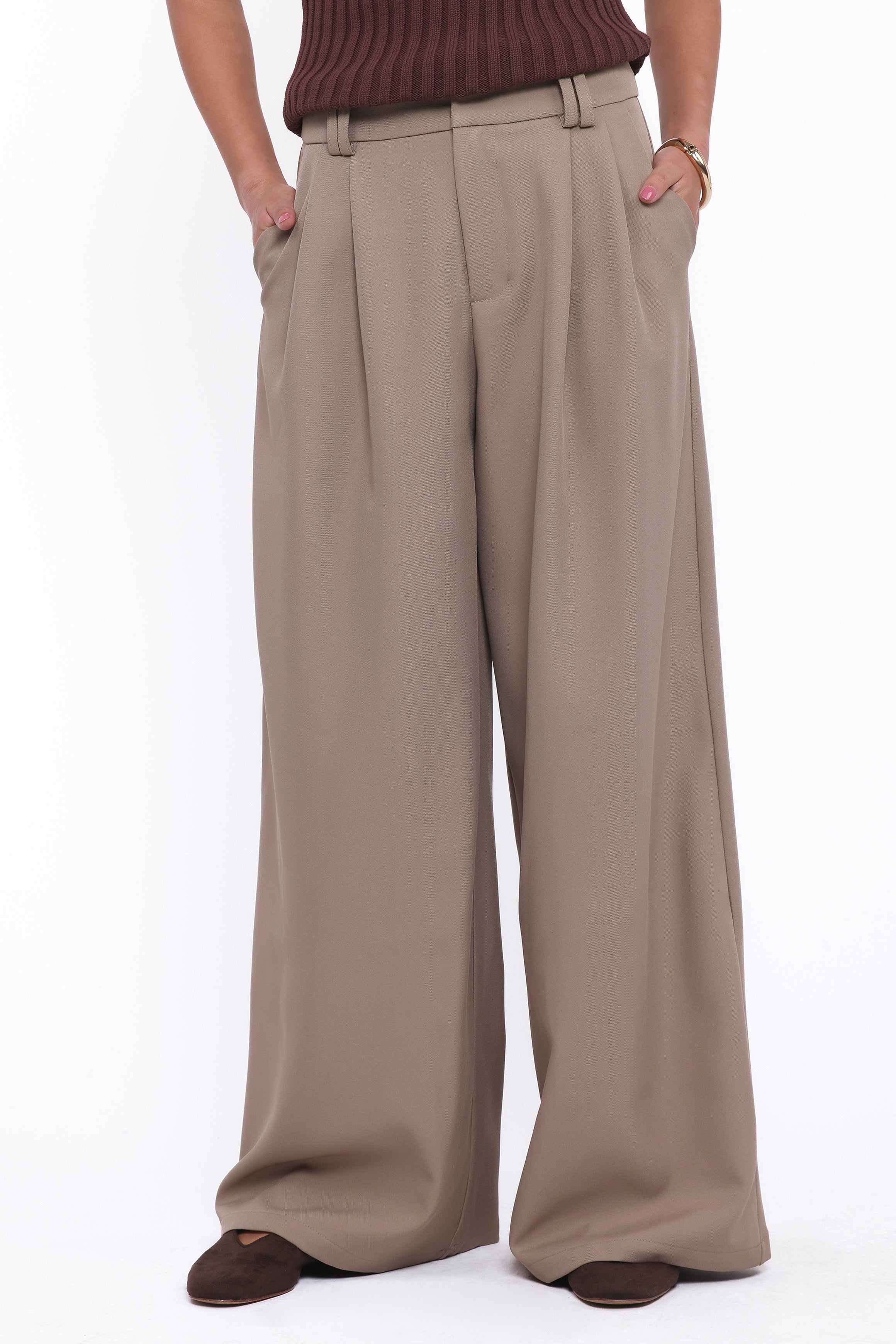 Kathryn Wide Leg Pant Beige