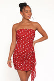 Kristen Strapless Mini Dress Red Polka Dot
