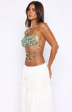 Own The Night Beaded Top Green