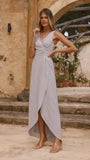 Pamela V Neck Maxi Dress Silver