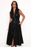 Lizzi Faux Leather Midi Dress Black