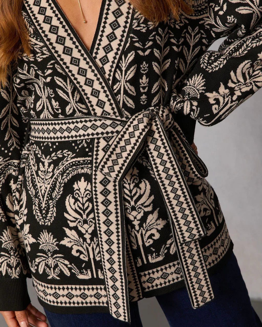 Stelora Abstract Wrap Tie Cardigan