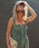 Rosette Cotton Tie Waist Jumpsuit