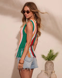 Amaia Striped Knit Fringe Sleeveless Sweater