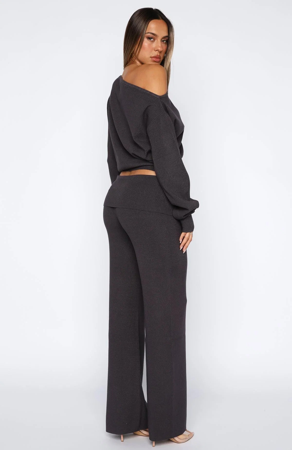 Cant Find The Words Knit Pants Charcoal