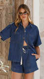 Adia Top and Shorts Set Dark Denim