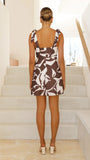 Delilah Mini Dress Chocolate Print