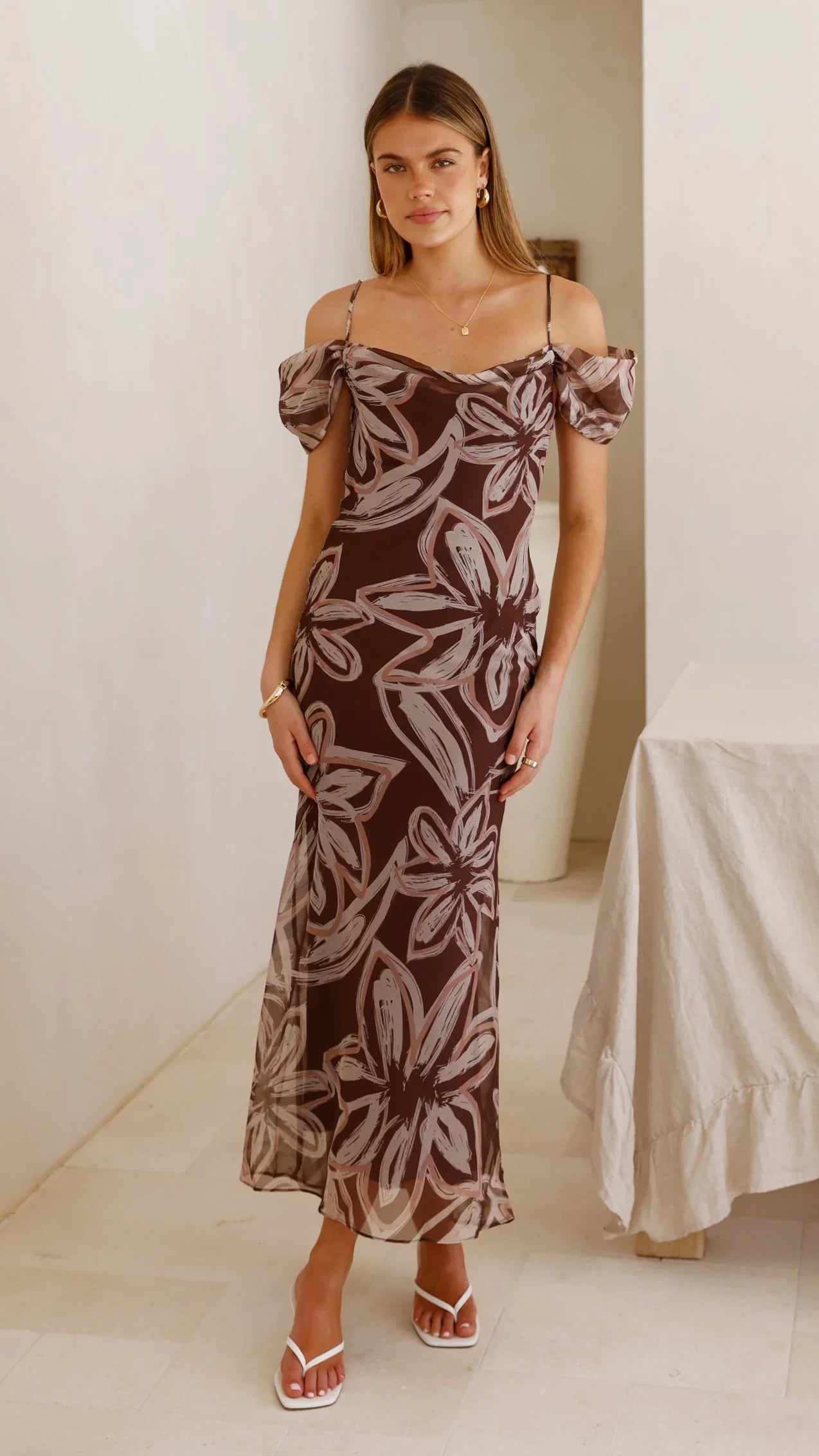 Adrianna Maxi Dress Brown Floral